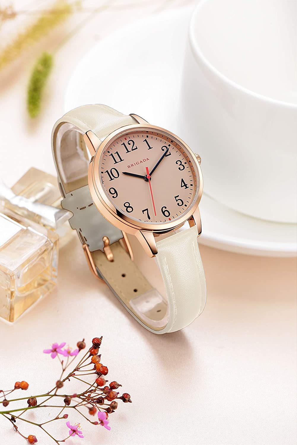 BRIGADA Women's Watch Elegant Watch for Women Leather Band Ladies Watch for Women Waterproof - Image 2